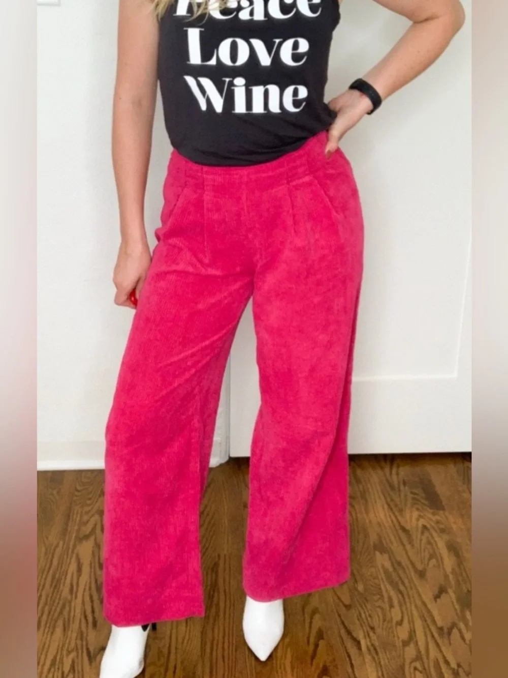 (B5)  NWOT Prologue Pink Corduroy Wide Leg Pants Size 6‎ High Rise Trouser